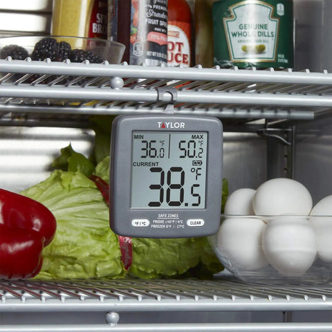 2 Inch LCD Refrigerator Freezer Thermometer With Min Max On Display Gray Digital Kitchen Thermometer in fridge with produce
