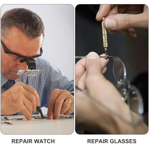 Person using Electronics Micro Screws Kit With 800 Pieces Pro Grade Nickel Plated Carbon Steel Phillips Pan Head Self Tapping Machine Screws For Electronics Repair In Small Size Range M1 M1.2 M1.4 M1.6 M1.7 to repair a watch and glasses.