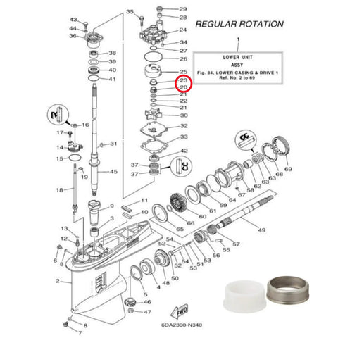 Diagram of Beefy Heavy Duty Outboard Drive Shaft Collar And Maintenance Kit For Marine Motors 115 To 300 HP with parts labeled.