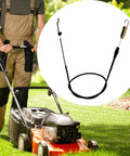 Lawn Mower Cable Replacement for 30 Inch Mowers, shown with a red lawn mower and person in garden setting