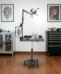 Smooth Rolling Adjustable Height Tattoo Workstation With Bright Led Panel And Smart Storage Rack For Your Professional Mobile Art Studio, 23.6x15.3 inch.