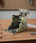 Heavy Duty Folding Table Hinge With Automatic Locking Bracket in metal support on wooden surface, 304 stainless steel construction