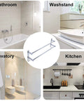 Freely Retractable Stainless Steel 304 Towel Rack Two Layer 20 To 30 Inch featured in bathroom, kitchen, and lavatory