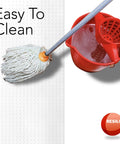 Mop and red bucket on Industrial Deep Pile Carpet Runner With Crosshatch No Slip Vinyl Protector Spill Proof Waterproof Floor Covering 24x12ft Made In USA