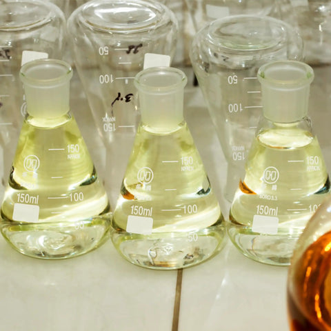 Three 150ml glass Erlenmeyer flasks with stoppers, part of 3 Piece Glass Erlenmeyer Flask Set 50ml 150ml 250ml with Stoppers
