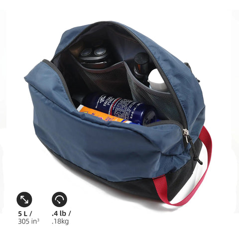 Teal Travel Toiletry Bag 5L Compact Organizer with Waterproof Wet Dry Compartment holding grooming essentials