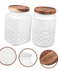 Two Pack Glass Storage Jars With Secure Airtight Lids For Coffee Beans And Dry Goods Keeps Your Stash Locked Down Tight vintage embossed canisters with wooden lids.