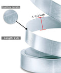 Brushed Aluminum Edge Banding One And A Half Inch Wide By Twenty Five Foot Long Flexible Non Glued PVC Veneer Trim for DIY