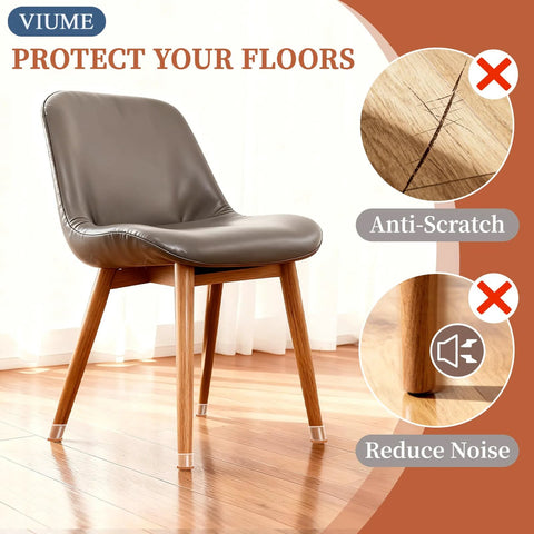 24 Pack Chair Leg Protectors With Silicone Covers And Felt Pads For Hardwood Floors Anti Scratch Noise Reduction on chair