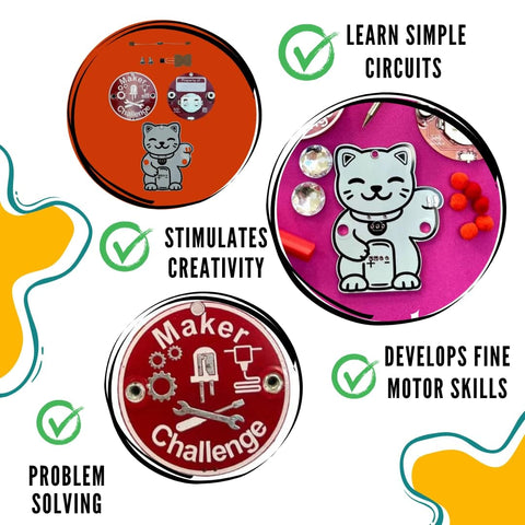 Interactive Transistor Cat Soldering Kit for Beginners and Teens, A DIY Electronics Project With PCB, Buzzer, and Badge
