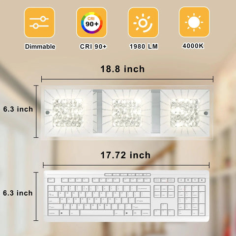 Dimensions of Crystal Flush Mount Ceiling Light Long Rectangular Kitchen Fixture In Brushed Nickel Dimmable 18 Inch LED Ceiling Light
