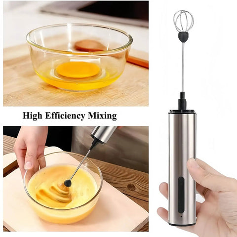 Rechargeable Milk Frother Wand With Three Independent Speeds And Five Attachments For Coffee Lattes Matcha And More Handheld Electric Whisk In Stainless Steel Perfect Gift For Kitchen Essentials And At Home Barista Vibes