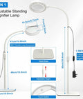 Diagram showing dimensions of Eight Times Magnification Floor Magnifying Glass With Light And Stand, 56 LEDs Gooseneck Floor Lamp