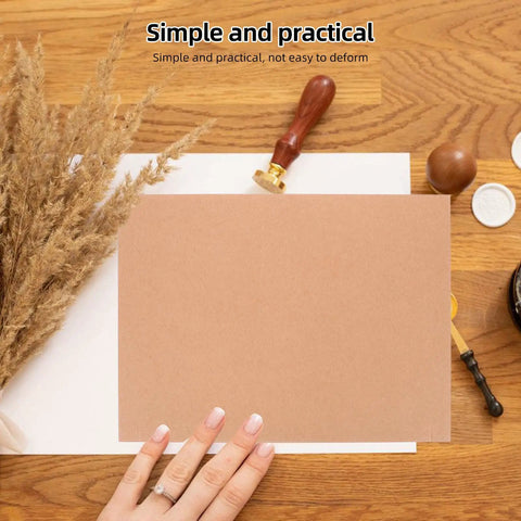 A4 Self Sealing Kraft Brown Envelopes Pack Of 30 Thickened Flat Cardboard Mailers on a wooden table with craft tools