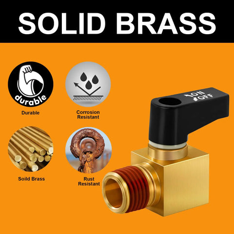 Must Have Durable Brass Drain Ball Valve For Air Compressor 1/4 Inch NPT Male Thread Replacement, shown with durability features