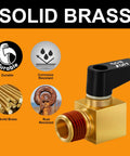 Brass Mini Ball Valve Drain Valve For Air Compressor With Knurled Wing Style Screw One Quarter Inch NPT Male To Female