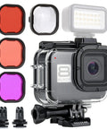 Waterproof Case With Dive Filters For GoPro Hero 8 Black Up To 196 Feet Deep 60 Meters Underwater Housing Kit on display