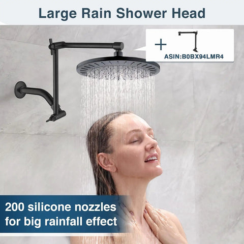 Spa Quality 9 Inch Rain Shower Head Delivers High Pressure Waterfall Spray, Adjustable Angle, Anti Clog Silicone Nozzles