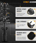 Chrysler Town And Country And Dodge Grand Caravan Front Struts Shock Absorber Sway Bar Links Kit 4 Pcs Replacement 171128L 171128R K7258 Fits 2008 2016 Not For Nivomat Rear Suspension RT And GT Models showing detailed parts labeled upper strut mount, coil springs, and rubber dust boots.