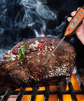 Instant Read Meat And Milk Thermometer With Probe Holds Temperature Celsius Fahrenheit Toggle Auto Off After 10 Minutes And Clear LCD For Cooking BBQ Grilling Deep Fry Roasting And Baking measuring steak on grill