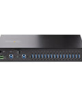 Built Like A Tank 16 Port Industrial USB 3.2 Gen 1 Hub With Heavy Duty Metal Casing, EIA rack mount with 16 slots.