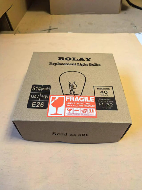 Box of 11W Outdoor S14 Incandescent Replacement Bulbs For Patio String Lights E26 Base 25 Pack 120V Clear Amber Tint