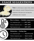 Usage suggestions for No Nonsense Heavy Duty Hot Melt Edgebander Glue 11 Lb detailing viscosity testing and temperature settings.