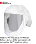 Versaflo Headcover With Integrated Head Suspension S133L5 White Medium Large shown with QRS connection