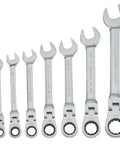 7-Piece SAE Flex Reversible 72-Tooth Ratchet Set With Chrome Finish, 180 Degree Flex Head, corrosion-resistant chrome tools