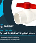 2x2 Inch Slip Schedule 40 PVC Quarter Turn Ball Valve For Inline Plumbing with red handle