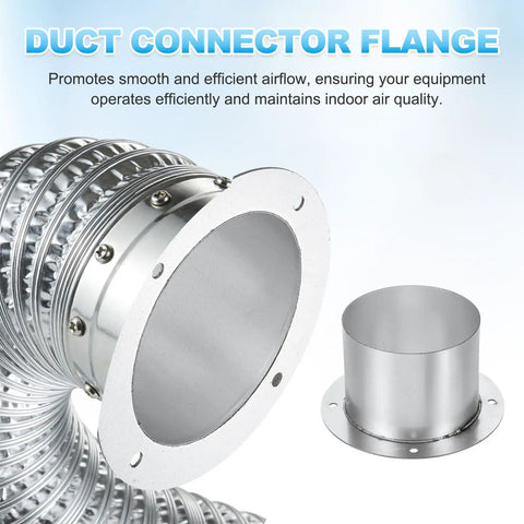 Heavy Duty Duct Connector Flange 5.2 Inch Silver Galvanized Steel Round Dust Collection Fittings for Dryer Vent Exhaust Pipe Hose