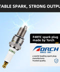 Stable spark plug F4RTC made by Torch, ensuring strong output and trusted quality for reliable engine performance.