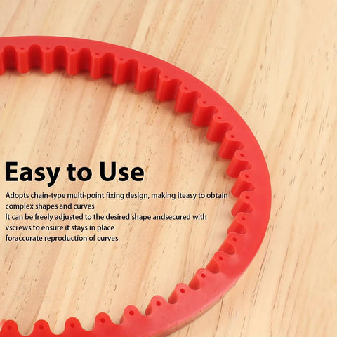 Dead Nuts Reliable 78 Inch Flexible Curve Template For Woodworking And Profiling showing red curve guide with multi-point fixing design.