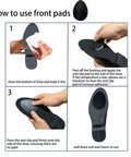 Steps showing how to apply Non Slip Shoe Pads With Strong Adhesive Grips For Heels Silicone Sole Protectors