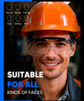 Man wearing Heavy Duty Clear Safety Glasses With Built Different Eye Protection And Razor Sharp Lenses for construction work.
