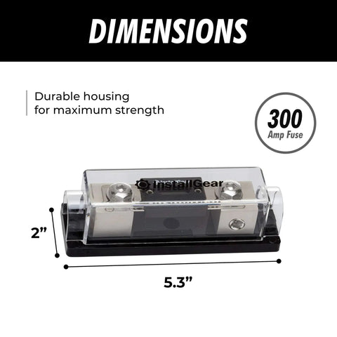 ANL Fuse Block With Clear Cover And 300 Amp Fuse Holder For Secure Circuit Protection Universal Fuse Box measurements
