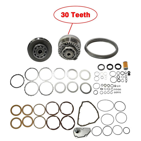 Nissan JF015E RE0F11A Transmission Master Rebuild Kit With Pulley And Belt 30 Teeth 30T 29T Set, filters and seals