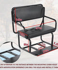 Adult Tricycle Rear Seat With Child Seat And Rear Basket For Electric Tricycles, Fits 24-Inch Models, Safety Belt, 150 Lb Load, Ink Black, No-Fuss Back Rack For Riding And Storage; black metal seat with size markings