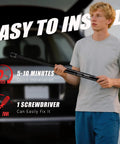 Man holding rear window gas lift strut for 2007-2014 Cadillac Escalade ESV EXT Suburban Tahoe Yukon 4 Door SUV back glass support
