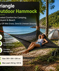 Outdoor Triangular Hammock With Mesh Nylon, Portable 3 Point Design for Camping and Backyard Lounging setup in trees by beach