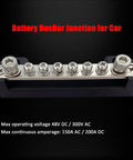 2 Pack Power Distribution Block 4 Inch Bus Bar 150 Amp 12 Volt System crafted from nickel plated brass and rugged ABS body.