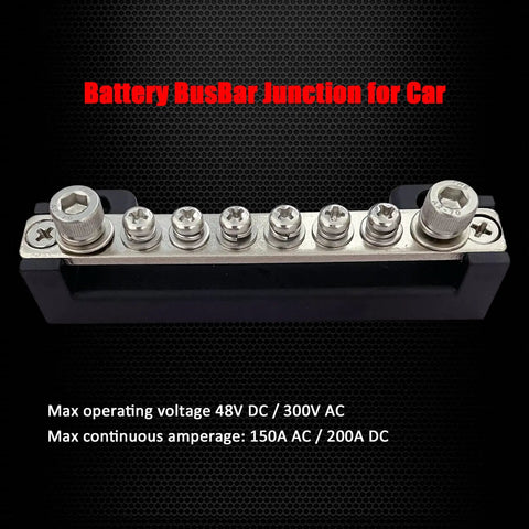 2 Pack Power Distribution Block 4 Inch Bus Bar 150 Amp 12 Volt System crafted from nickel plated brass and rugged ABS body.
