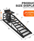 Pair Of Hydraulic Car Ramps With Wheels, Heavy Duty 5 Ton Lift Ramps For Oil Changes, Portable Home Garage Lifts, Size Display