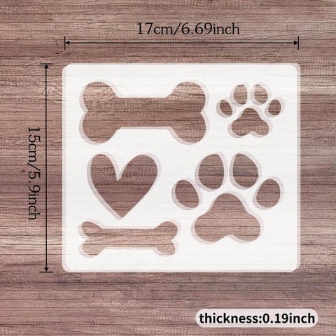 6.69 By 5.9 Inch Acrylic Dog Paw Print And Bone Router Templates For Woodworking DIY Friendly Laser Cut Inlay Templates Clear Decorative Jig