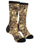 Clockwork Gearhead Engineer Crew Socks For Men And Women with brass cog design, cotton blend material, novelty gift for engineers