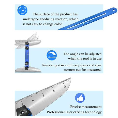 Stair Treads Gauge Template Tool Adjustable Staircase Jig With anodizing for durability and precise laser measurement