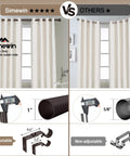 Comparison of Simewin and other brands' curtain rods, featuring Bronze Heavy Duty Curtain Rods Set 28 to 48 Inches With Classic Finials.