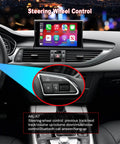Audi dashboard with installed Wireless CarPlay Android Auto Retrofit Kit Decoder Box For Audi A6L 2016 2017 2018 And Audi A7 2018 Interface Box Upgrade GPS Navigation Mirror Link Backup Camera Siri Support