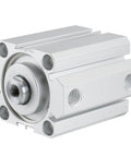 Compact Double Acting Air Cylinder Workhorse With 50mm Bore And 50mm Stroke Aluminum Body, front view showing threaded rod and ports.