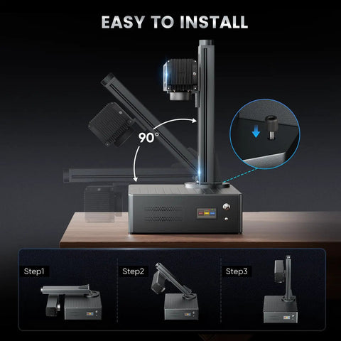 Auto Focus 60W MOPA Fiber Laser Engraver Pro Grade with easy installation steps and 3D engraving capability